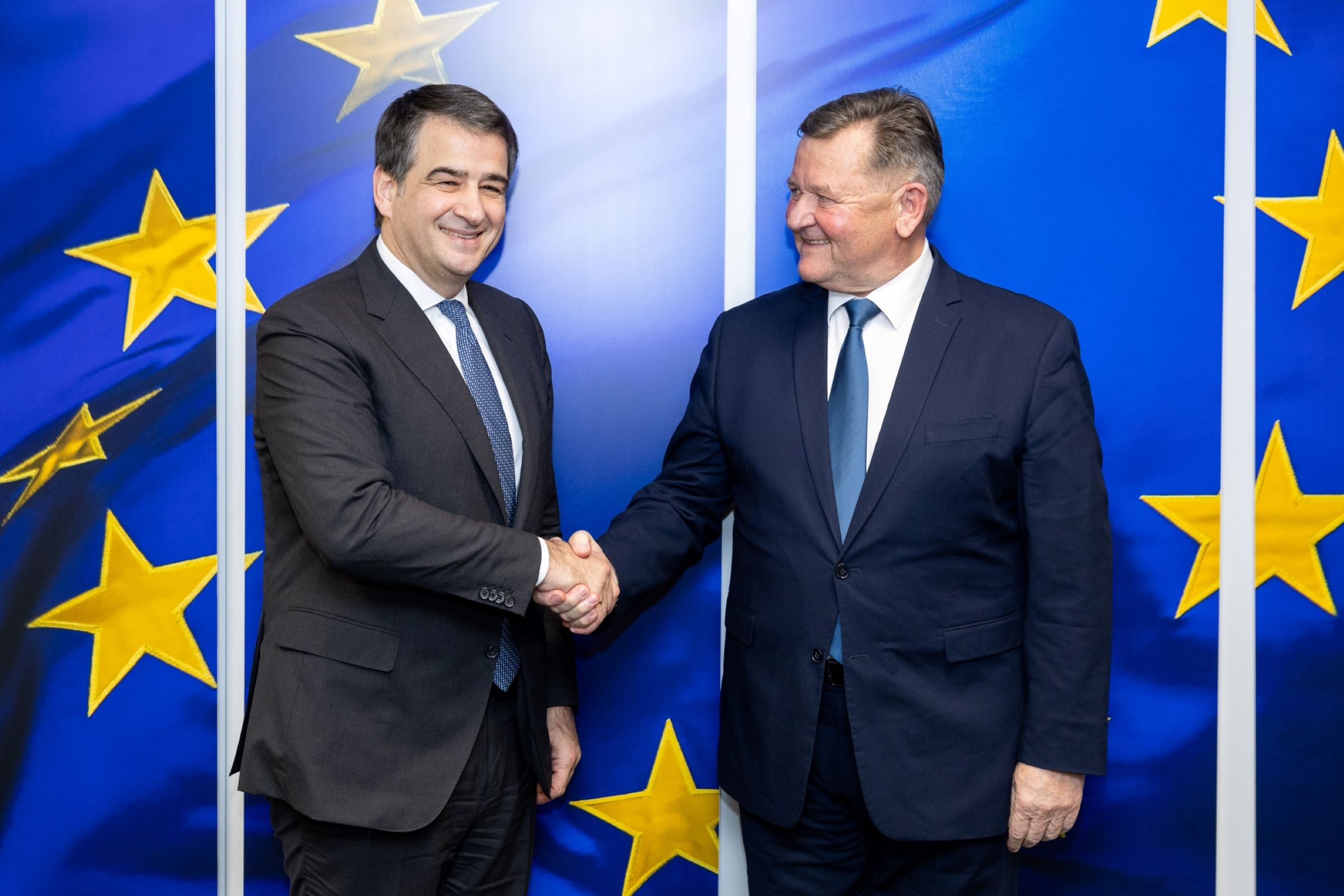 Raffaele Fitto, komisar za kohezijo in reforme in Aleksander Jevšek, minister za kohezijo in regionalni razvoj