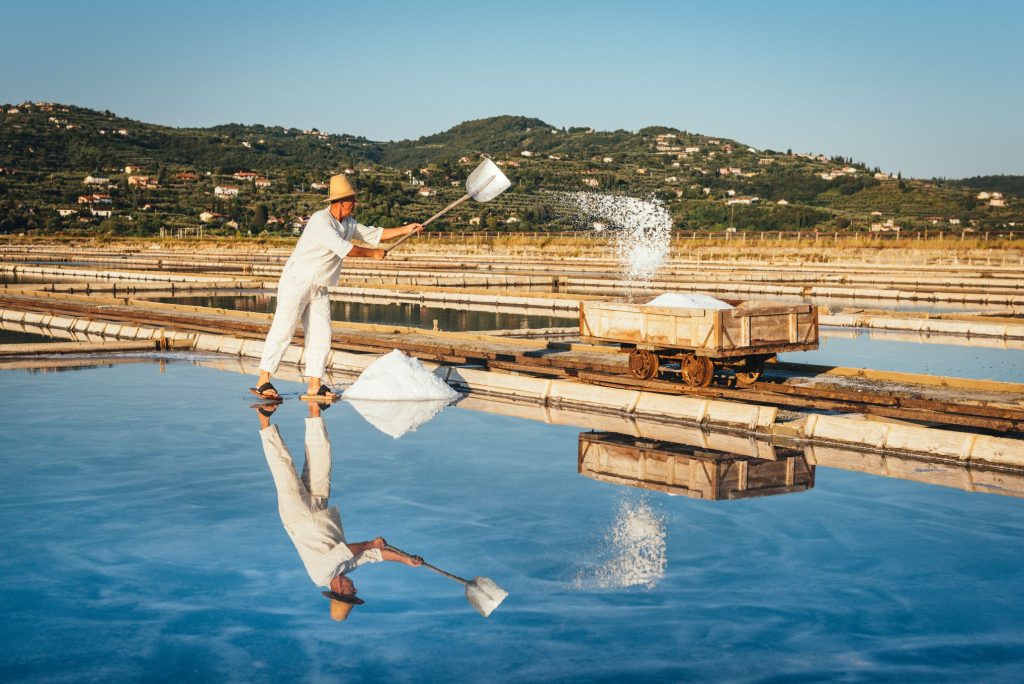 Sečoveljske soline, solinar na delu